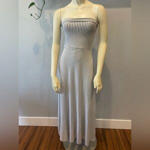 Striped Gray Strapless Maxi Dress converts to skirt size extra small